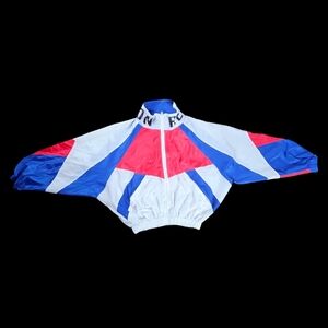 USED Womens Re'Fusion 90s Windbreaker Zip Up Colorblock Sport Jacket Pockets